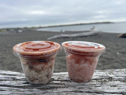 Crab cocktail and shrimp cocktail