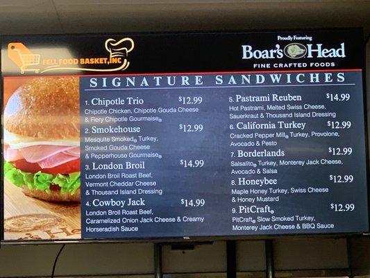 Sandwich Menu