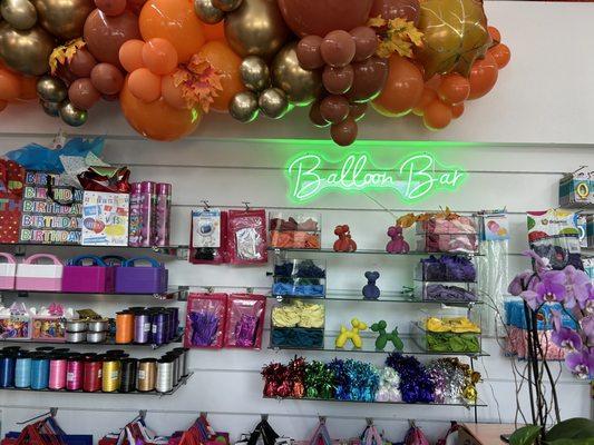 Balloon Bar - they will fill your special Mylar balloons! They have every color and shape of latex balloon you could ever imagine.