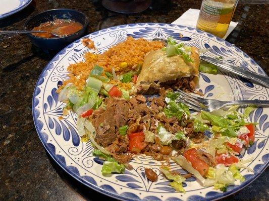 Shredded beef chimichanga