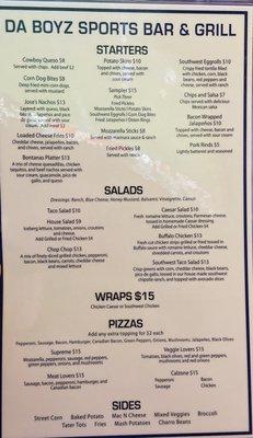 Our everyday menu.