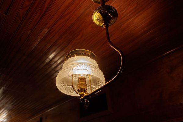 Antique light fixture inside McKinley Coach