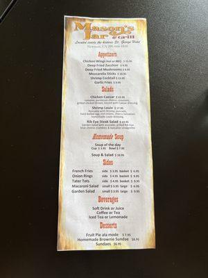 Menu side 1