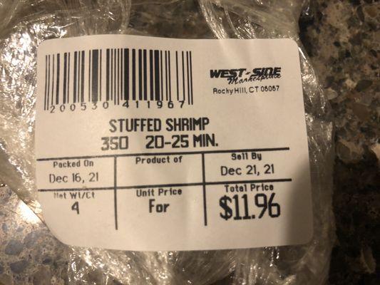 Great stuffed shrimp taste-off of 2021! The least expensive in our sample.