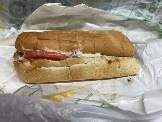 This is the real All American sub brought to you  by the Newton Falls subway. I think my sub was in ketosis. Owner should be ashamed.