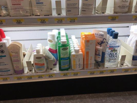 Pharmacy carries good selection of sunscreen