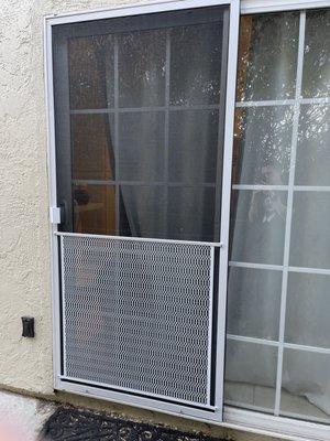 Sliding glass door screen.