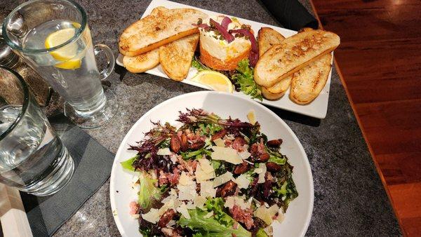 (Top) smoked steelhead and (bottom) crispy brussels salad