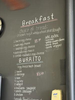 Breakfast menu