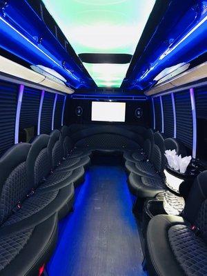 Interior of Our New 30 Passenger VIP Party Bus