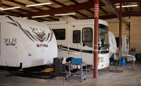 10,000 square foot shop to handle all of your RV collision and paint repairs!