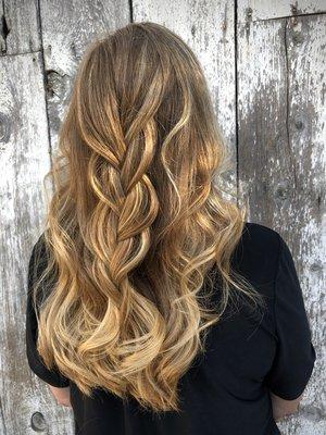 Warm level 8 base /baby lights / halo balayage