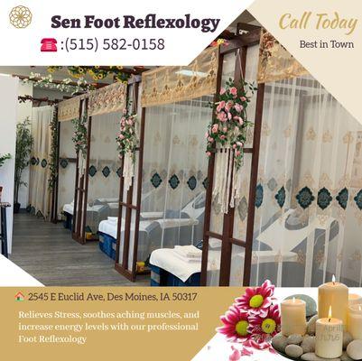 Welcome to Sen Foot Reflexology in Des Moines, IA, where relaxation and rejuvenation await your tired feet...