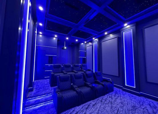 CUSTOM BUILT Home Movie Theatre with Rolls Royce Ceiling