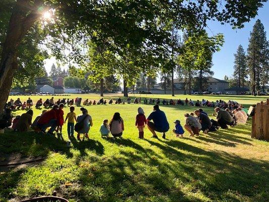 The community circle starts our day in our early childhood classes.