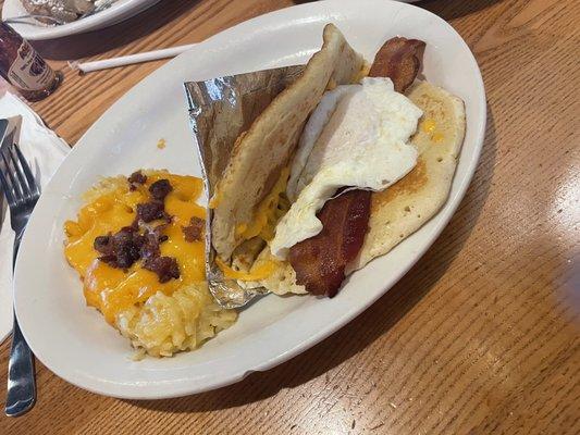 Pancake Tacos and Loaded Hashbrown Casserole