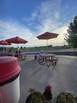 The patio seating area.