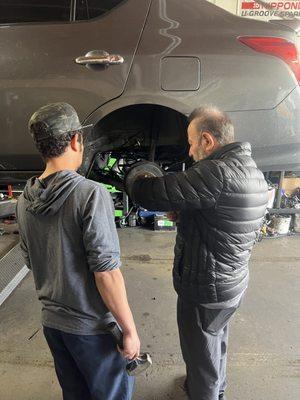 Inspecting the rear brakes