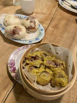 BBQ pork steamed buns and pork dumplings