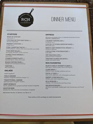 Dinner Menu