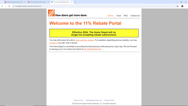 Home Depot 2024 Discontinued 11% Rebate Portal to Compete with Menards Regionally