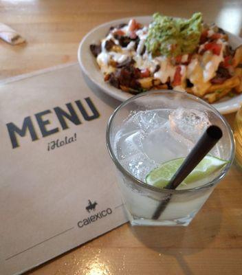 Carne asada nachos & margarita