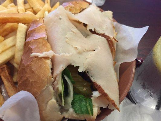 Turkey sub with fries