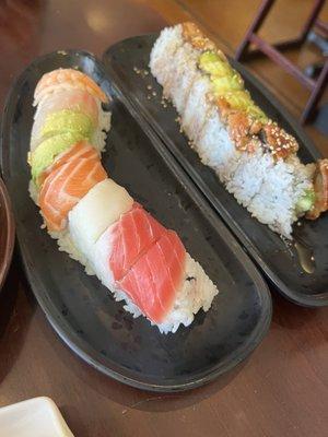 Rainbow roll and dragon roll