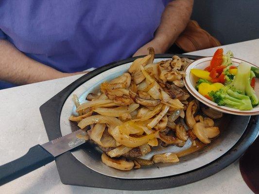 Chopped steak.