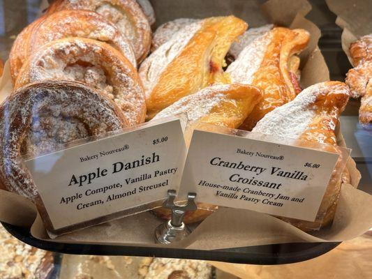 Apple dish and cranberry vanilla croissant