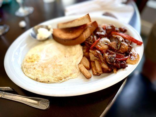 Pork burnt ends breakfast