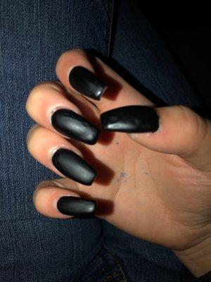 matte black coffin acrylic nails