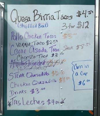 2021 Menu, Los Tacos Mariachis Food Truck, Seffner, near Tampa