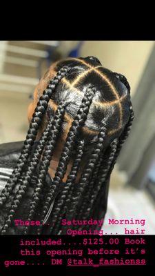 Large Knotless braids... book www.styleseat.com/jewellelewis or DM IG: @talkfashionshair