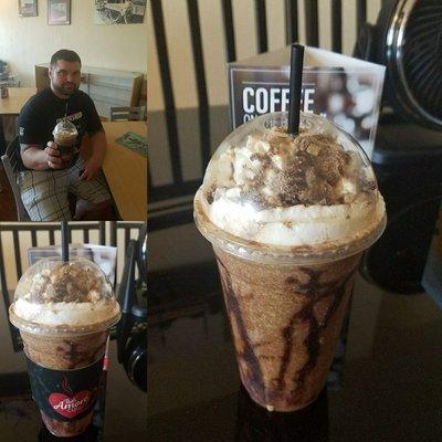 Folk Singer, Song Writer Francis Ploski enjoying a Heath Bar and Reeses Peanut Frozen EXPLOSION.