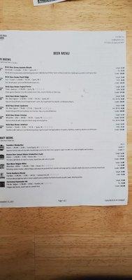 Menu -Brick Haus Brews top half, Bottom half "other craft beers they like"