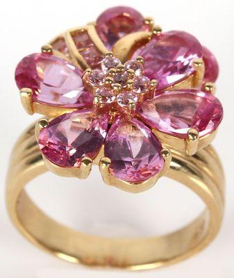 18k gold pink topaz ring