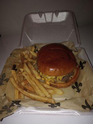 Phillycheese burger with fries