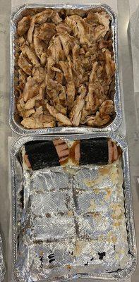 this must be the inflation special party tray.. raised from $50 to $60 and gave 60% less chicken. n spam musubi tray raised from $35 to $55.