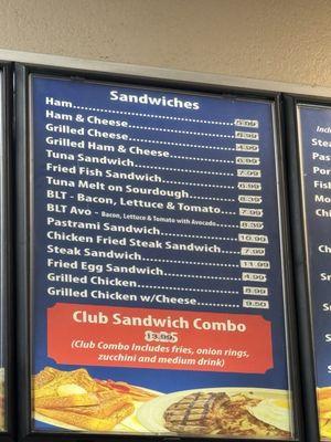 menu: sandwiches