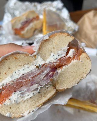 Bagel with Scottish Double Smoked Lox and Flavored Cream Cheese