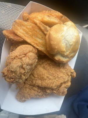 2Piece Dark Meat with Wedges and Honey Biscuit