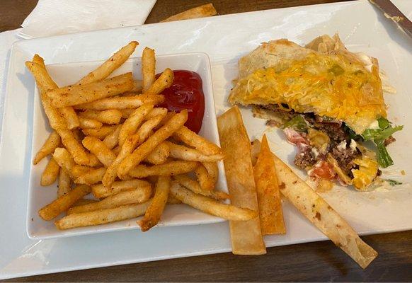 Green Chile burger and fries.