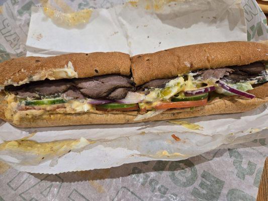 Roasted beef 50%more, footlong