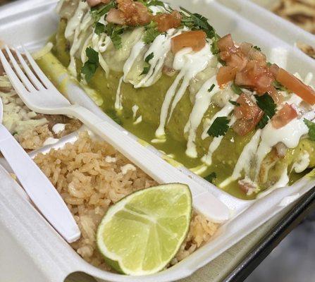 Wet green burrito