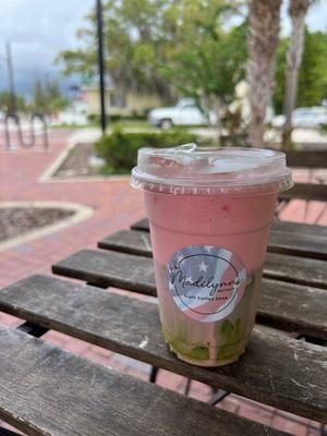 Seasonal Berry Matcha iced latte, delicious!