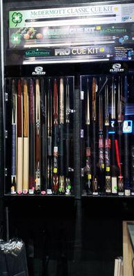 Cues in a variety of styles and prices.