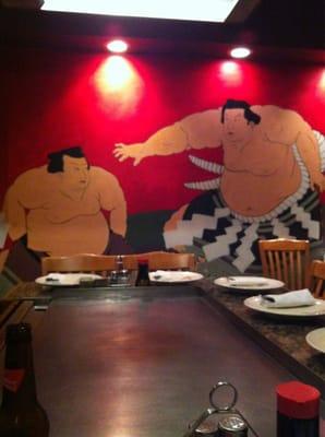 Paintings on the walls. View from our habachi grill 3/19/12