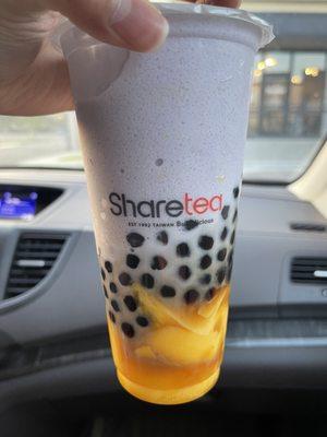 Taro Ice Blended with Pudding & Boba ($6.65 + $0.75 for Boba)