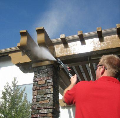 Pressure washing can clean up painted surfaces before having your windows cleaned